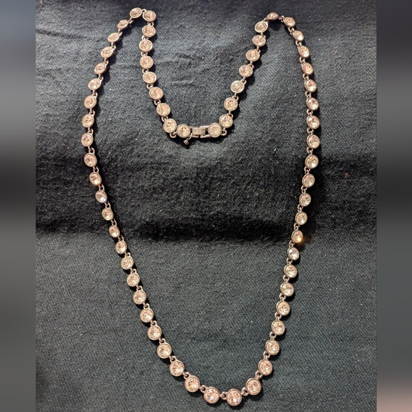 Givenchy Rose Gold Tone Pink Crystal Long Statement Necklace - Picture 1 of 5